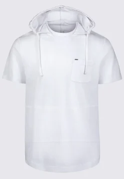 Katoni Men's Short Sleeve Hoodie, White - BM24489