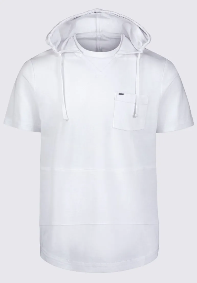 Katoni Men's Short Sleeve Hoodie, White - BM24489