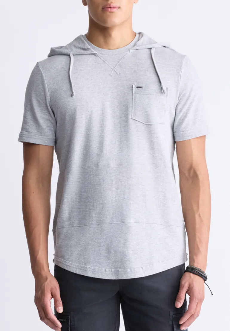 Katoni Men's Short-Sleeve Hooded T-Shirt, Heather Grey - BM24524