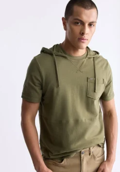 Katoni Men's Short-Sleeve Hooded T-Shirt, Burnt Olive - BM24524