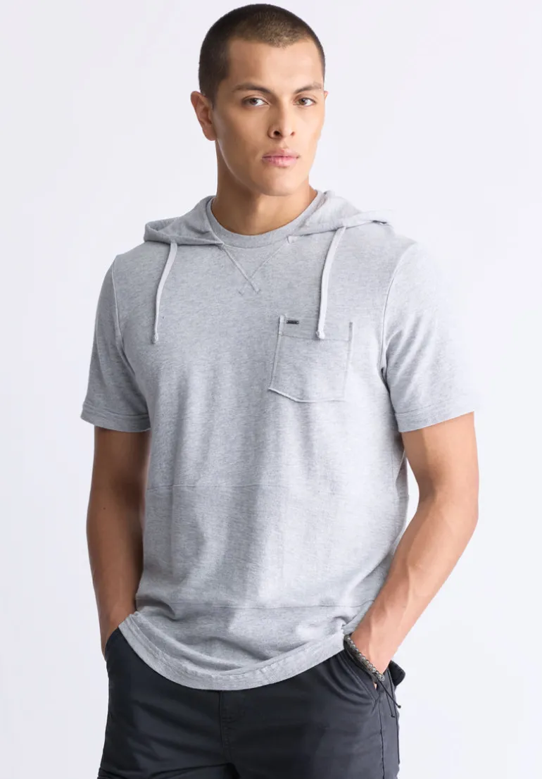 Katoni Men's Short-Sleeve Hooded T-Shirt, Heather Grey - BM24524