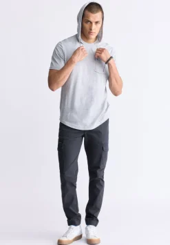 Katoni Men's Short-Sleeve Hooded T-Shirt, Heather Grey - BM24524