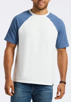 Killabee Men's Raglan French Terry Crewneck T-Shirt with Contrast Sleeves, White - BM24532