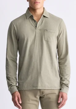 Kimmy Men's Long-Sleeve Polo with Pocket, Rain Forest - BM24378