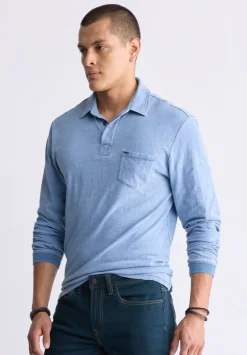 Kimmy Men's Long-Sleeve Polo with Pocket, Blue - BM24492