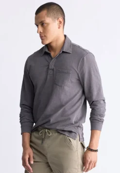 Kimmy Men's Long-Sleeve Polo with Pocket, Charcoal - BM24378