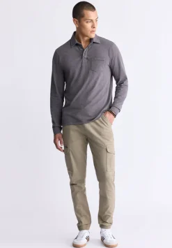 Kimmy Men's Long-Sleeve Polo with Pocket, Charcoal - BM24378