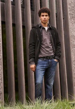Kimmy Men's Long-Sleeve Polo with Pocket, Charcoal - BM24378