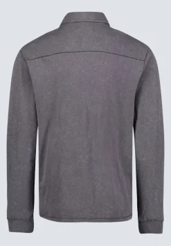 Kimmy Men's Long-Sleeve Polo with Pocket, Charcoal - BM24378