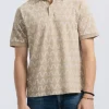 Kindell Men's Short-Sleeve Wave Pattern Polo, Tuffet Beige - BM24531