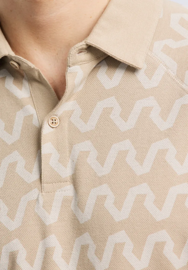 Kindell Men's Short-Sleeve Wave Pattern Polo, Tuffet Beige - BM24531