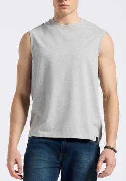 Kingster Men's Sleeveless Crew Neck Relaxed Fit Jersey Tank Top, Heather Grey - BM24601