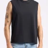 Kingster Men's Sleeveless Crew Neck Relaxed Fit Jersey Tank Top, Black - BM24601