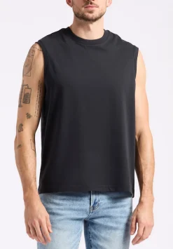Kingster Men's Sleeveless Crew Neck Relaxed Fit Jersey Tank Top, Black - BM24601