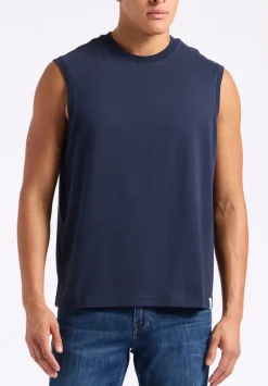 Kingster Men's Sleeveless Crew Neck Relaxed Fit Jersey Tank Top, Midnight Blue - BM24601