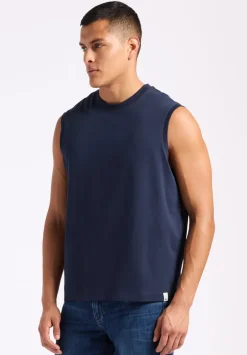 Kingster Men's Sleeveless Crew Neck Relaxed Fit Jersey Tank Top, Midnight Blue - BM24601