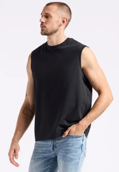 Kingster Men's Sleeveless Crew Neck Relaxed Fit Jersey Tank Top, Black - BM24601