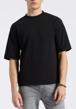 Kinsley Men's Piqué Crew Neck Relaxed T-Shirt, Black - BM24609
