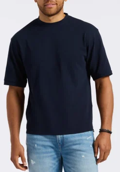 Kinsley Men's Piqué Crew Neck Relaxed T-Shirt, Midnight Blue - BM24609