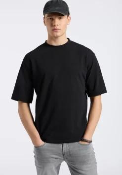 Kinsley Men's Piqué Crew Neck Relaxed T-Shirt, Black - BM24609