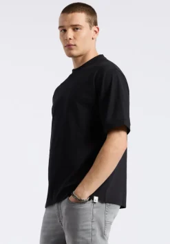 Kinsley Men's Piqué Crew Neck Relaxed T-Shirt, Black - BM24609