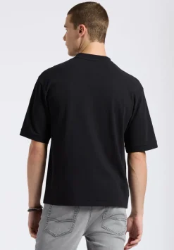 Kinsley Men's Piqué Crew Neck Relaxed T-Shirt, Black - BM24609