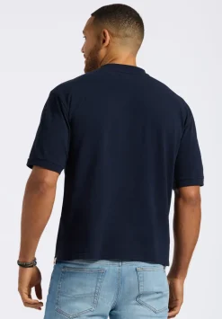 Kinsley Men's Piqué Crew Neck Relaxed T-Shirt, Midnight Blue - BM24609