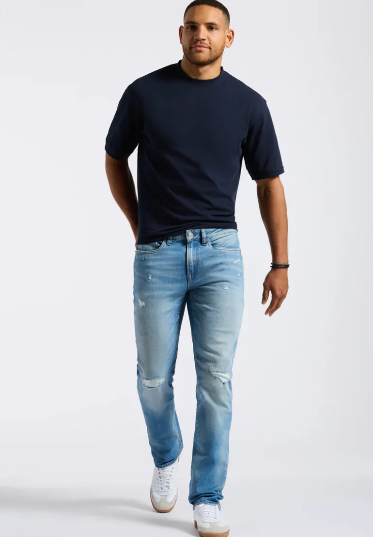 Kinsley Men's Piqué Crew Neck Relaxed T-Shirt, Midnight Blue - BM24609