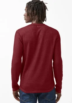 Kipat Men’s Long-Sleeve Henley Top in Dark Red - BM24046