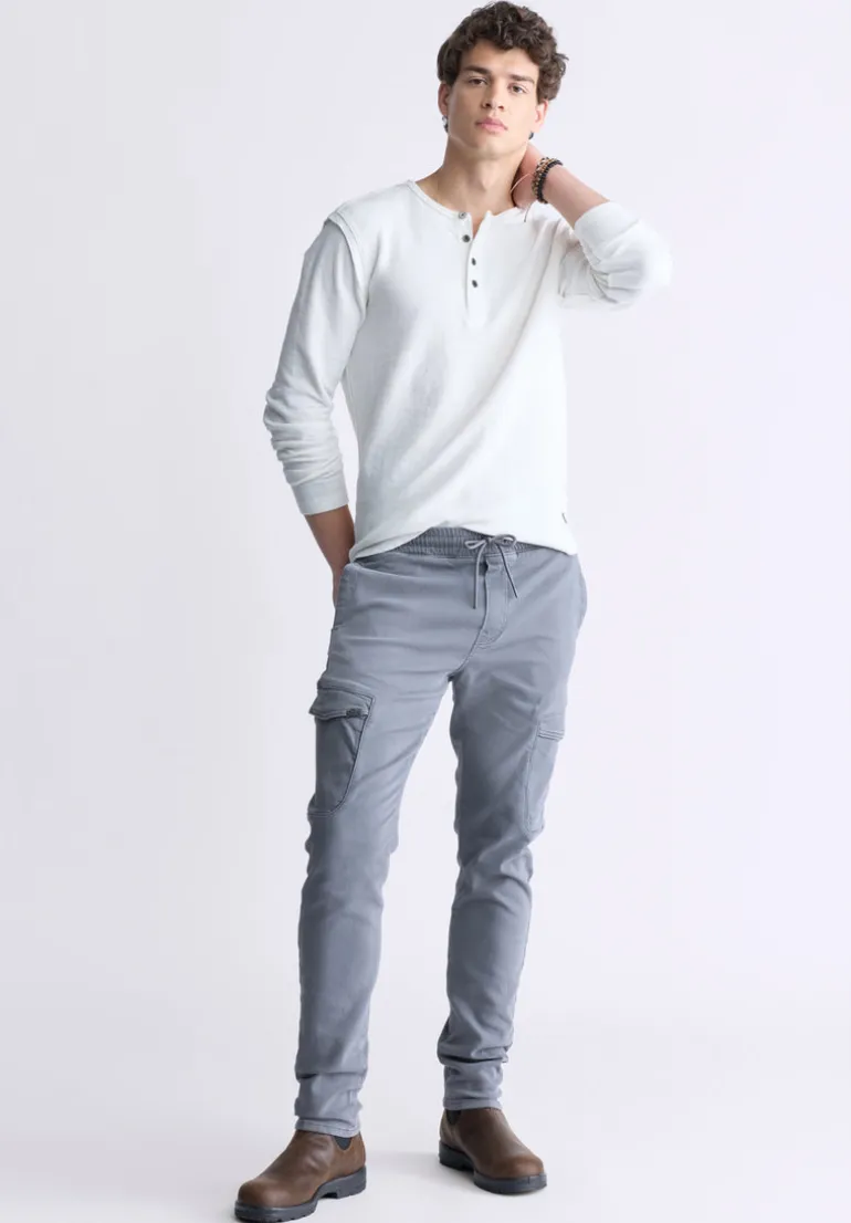 Kipato Men's Long-Sleeve Henley Top, White - BM24434
