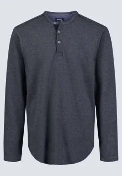 Kipato Men's Long-Sleeve Henley Top, Black - BM24434
