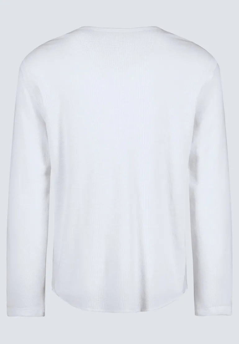 Kipato Men's Long-Sleeve Henley Top, White - BM24434