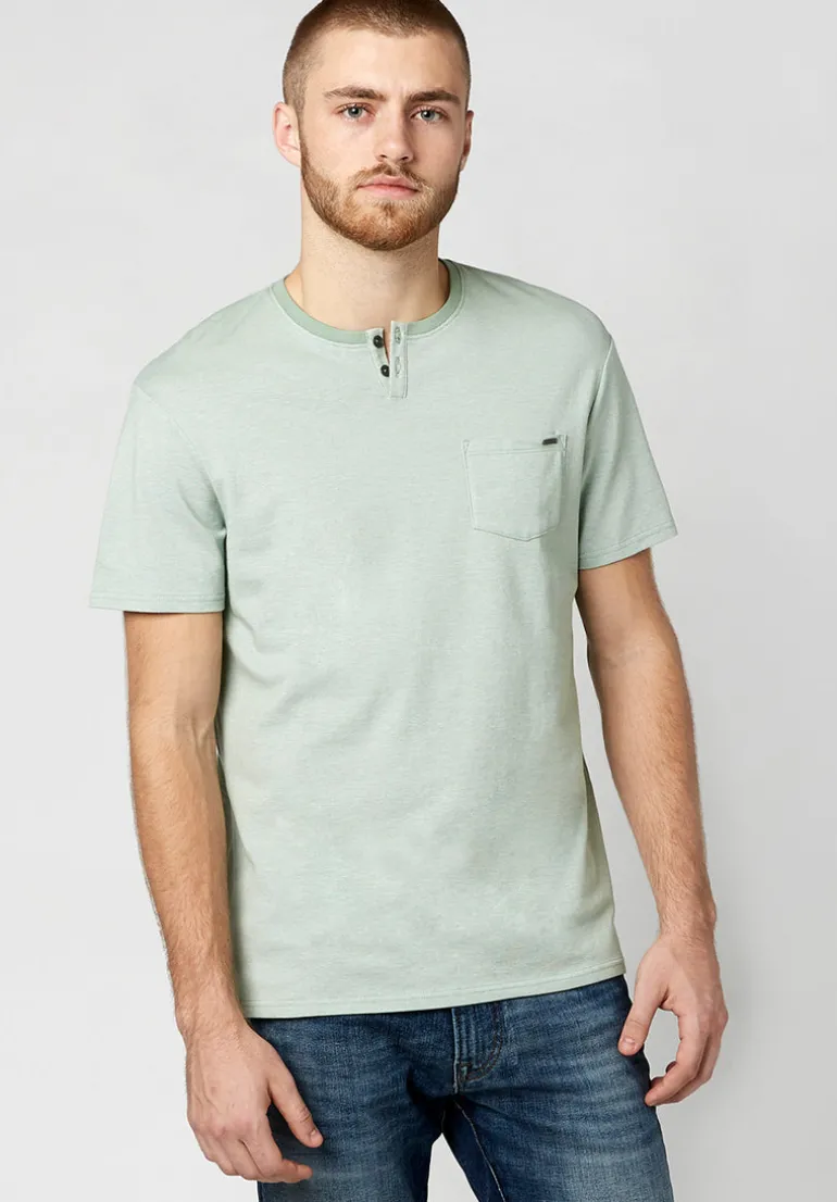 Kique Men's Slub Cotton T-Shirt in Black in Green - BM23463
