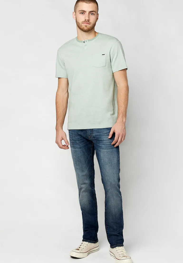 Kique Men's Slub Cotton T-Shirt in Black in Green - BM23463