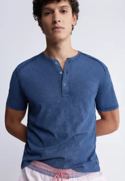 Kitte Men's Henley T-shirt in Whale Blue - BM24245
