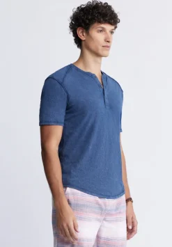 Kitte Men's Henley T-shirt in Whale Blue - BM24245
