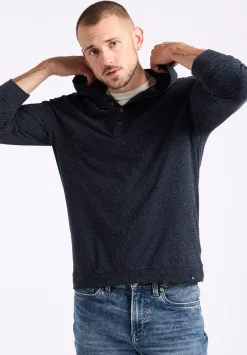 Kolder Men's Relaxed Fit Hooded Henley Top, Whale - BM24544