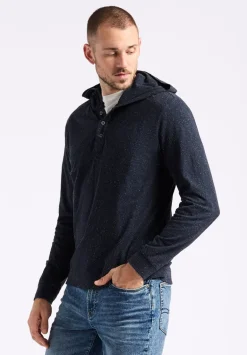 Kolder Men's Relaxed Fit Hooded Henley Top, Whale - BM24544