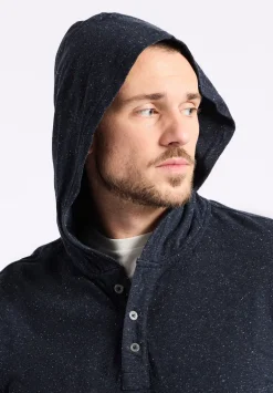 Kolder Men's Relaxed Fit Hooded Henley Top, Whale - BM24544