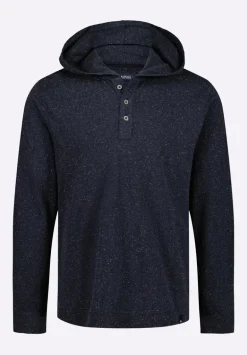 Kolder Men's Relaxed Fit Hooded Henley Top, Whale - BM24544