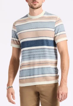 Konnair Men's Short-Sleeve Texture Jersey Striped T-Shirt, Blue - BM24545
