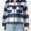 Lissandra Women's Cropped Shacket Tan Blue Plaid - JK0010F