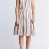 Livia Women’s Striped Midi Dress in Beige & Pink - WD0034P