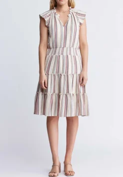 Livia Women’s Striped Midi Dress in Beige & Pink - WD0034P