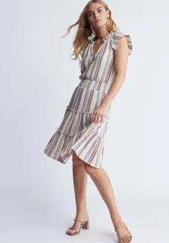 Livia Women’s Striped Midi Dress in Beige & Pink - WD0034P