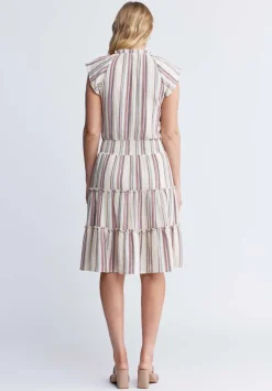 Livia Women’s Striped Midi Dress in Beige & Pink - WD0034P