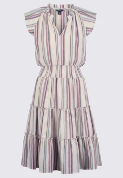 Livia Women’s Striped Midi Dress in Beige & Pink - WD0034P