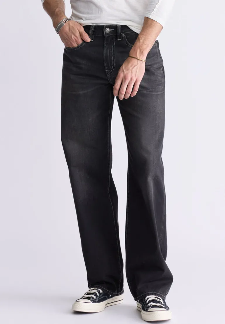 Loose Fit Matt Men's Jeans, Vintage Sanded Black - BM26007