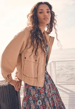 Lorah Women’s Jacket with Pockets in Tan - JK0019P