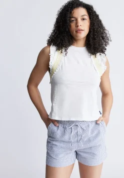 Ludovica Women's Seersuck Shorts, Blue Stripes - WB0006S